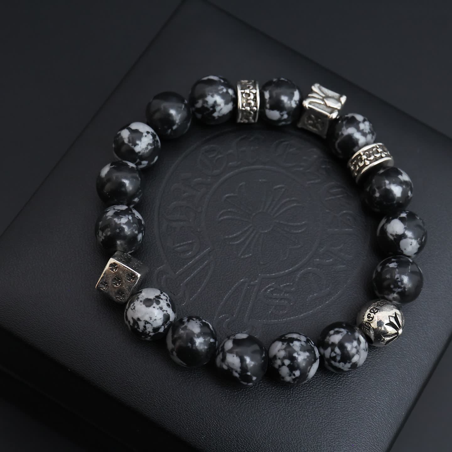 Chrome Hearts Beaded Bracelet with Silver Accents